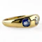 Late Victorian Sapphire & Diamond 3 Stone Gypsy Ring - Saddingtons Jewellery Stand 375 - image 2