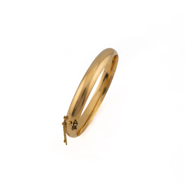 Vintage 18ct Gold Plain Domed Hinged Bangle Spectrum Antiques - image 1