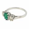 Oval emerald & diamond 3 stone ring, platinum - image 2