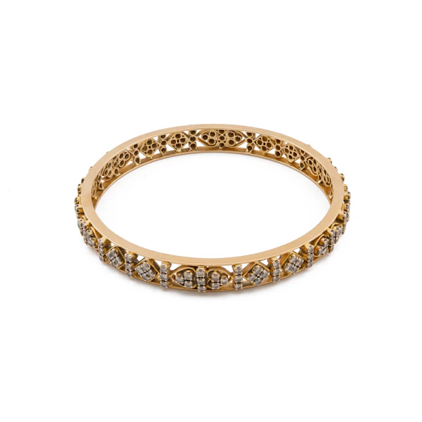 Vintage 18ct Gold Diamond Openwork Bangle Spectrum Antiques - image 1