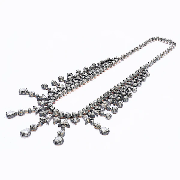 Antique French Silver-Upon-Gold Pear Cut and Old Cut Diamond Fringe Drop Tiara Necklace, Circa 1860 - image 2