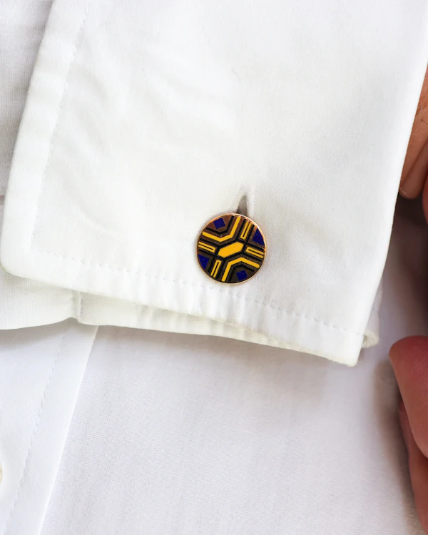 Vintage American Enamel and 14 Carat Gold Cufflinks, Circa 1950 - image 5
