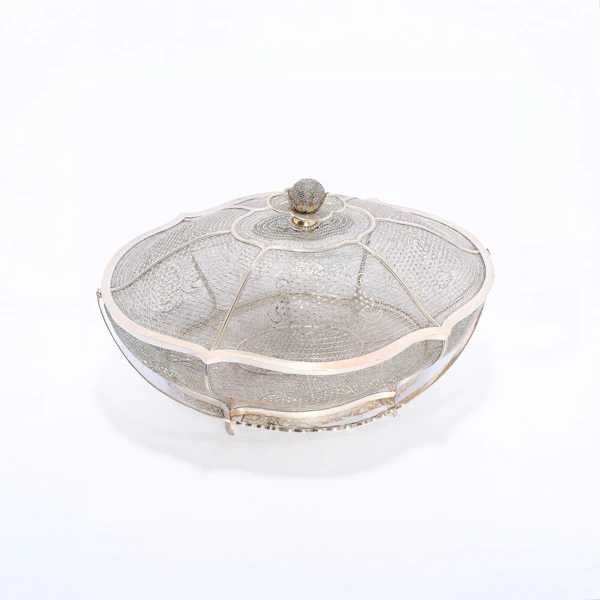 Antique Rare 18th-Century Chinese Silver Filigree Lidded Basket - image 3