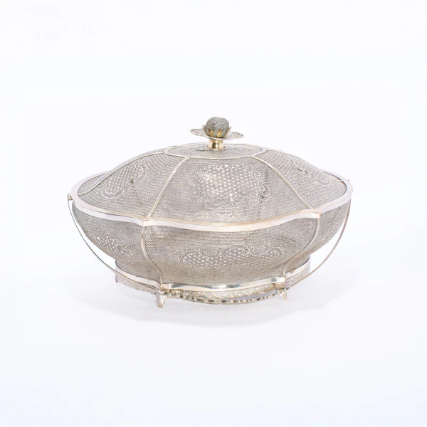 Antique Rare 18th-Century Chinese Silver Filigree Lidded Basket - image 2