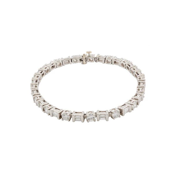 Vintage Platinum Baguette & Brilliant Diamond Line Bracelet - image 1