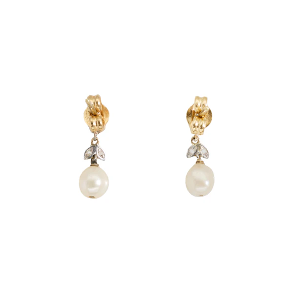 Natural Pearl Diamond Earrings - Charlotte Sayers - image 2