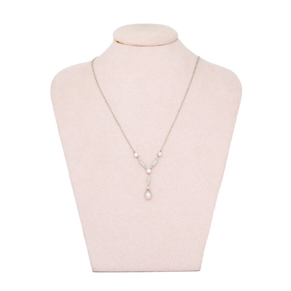 Natural Pearl Diamond Pendant Necklace - Charlotte Sayers - image 3