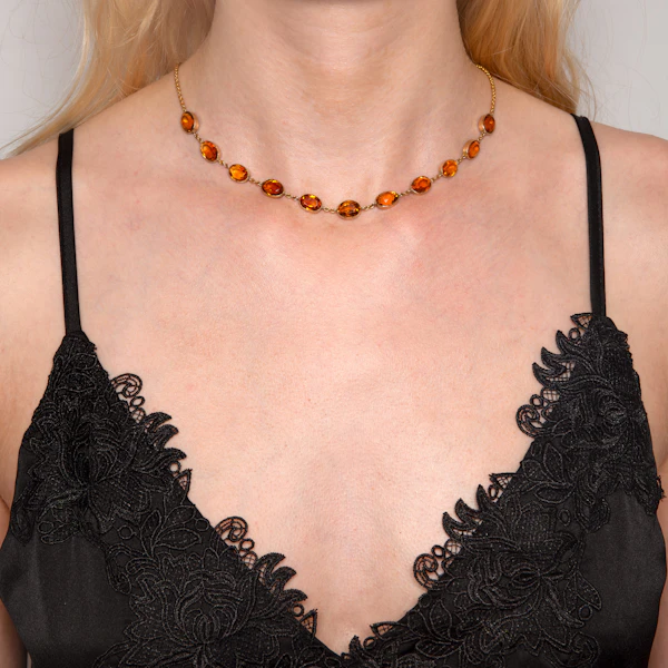 Antique 15ct Gold Citrine Necklace - image 2