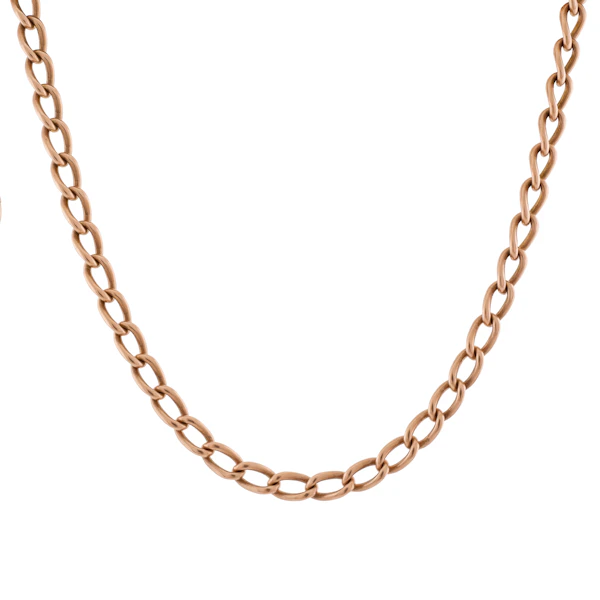 Edwardian 15ct Rose Gold Open Curb Albert Chain - image 1
