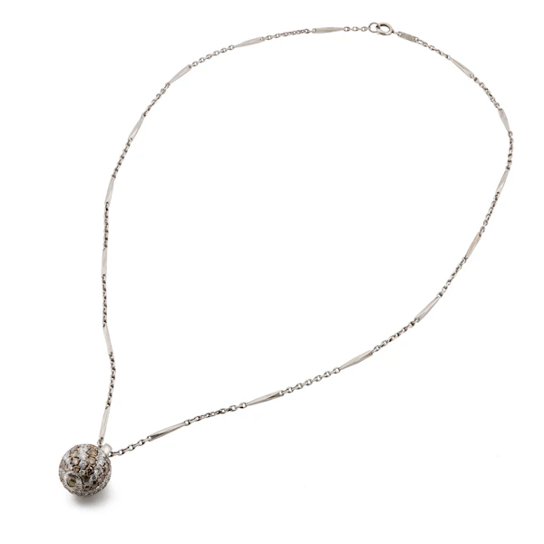 Vintage Platinum Diamond Orb Necklace - image 1