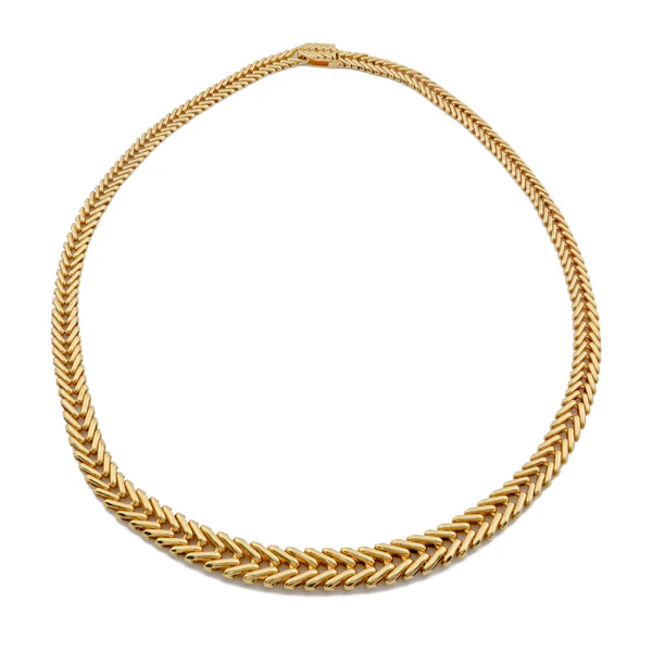 18ct Gold Woven Graduated Necklace - image 1