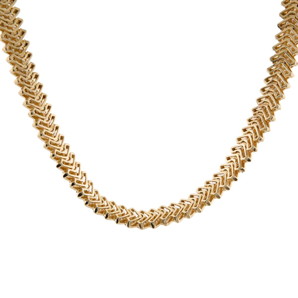 Vintage 14ct Gold Diamond Chevron Link Necklace - image 1