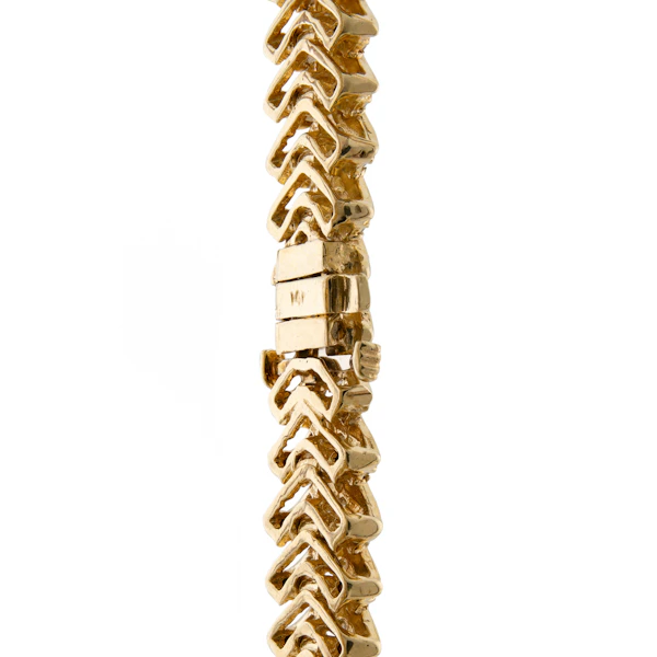 Vintage 14ct Gold Diamond Chevron Link Necklace - image 2