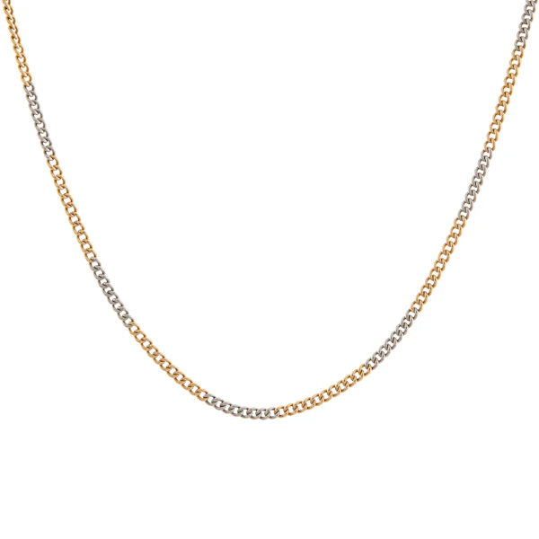 Antique 18ct Gold and Platinum Two-Colour Curb Chain Necklace c.1900 - image 1