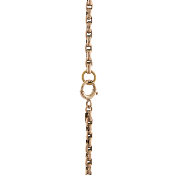 Antique 9ct Rose Gold Oval Belcher Chain Necklace c.1900 - image 2