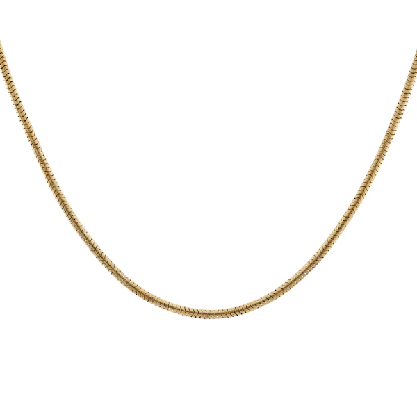 Antique 18ct Gold Gaspipe Snake Chain Necklace with Engraved Barrel Clasp - image 1