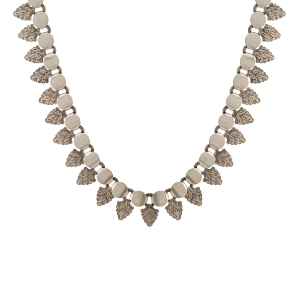 Victorian Silver Acanthus Leaf Fringe Necklace - image 1