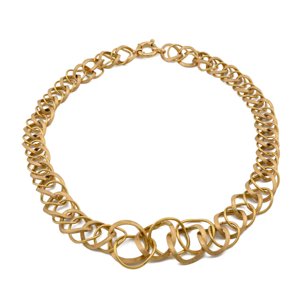 Vintage Italian 18ct Gold Woven Ring Chain Necklace - image 1