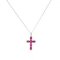 18ct White Gold Thai Ruby Cross Pendant Necklace - image 1