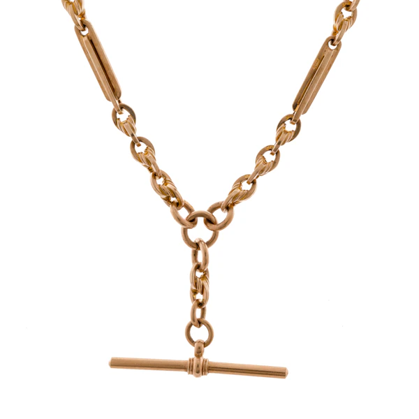 9ct Fetted Link Albert Chain With T-Bar - image 1