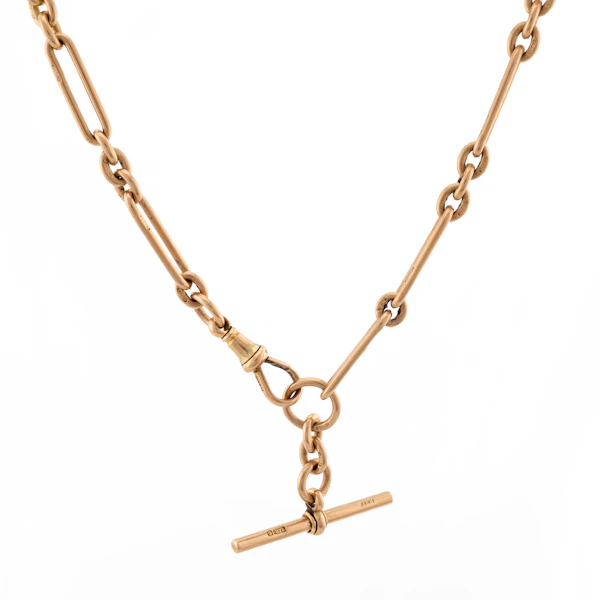 9ct Trombone Link Albert Chain - image 1