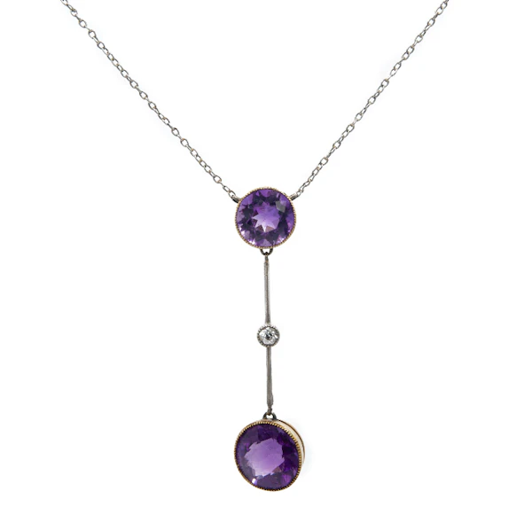 15ct Amethyst and Diamond Drop - image 1