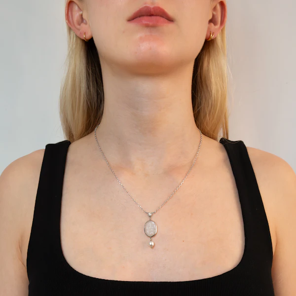 18ct Moonstone and Diamond Necklace - image 2