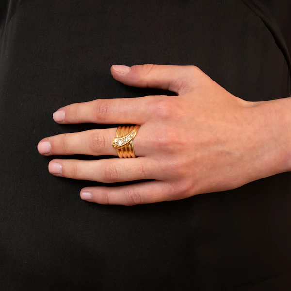 18ct Coiled Diamond Snake Ring - image 2