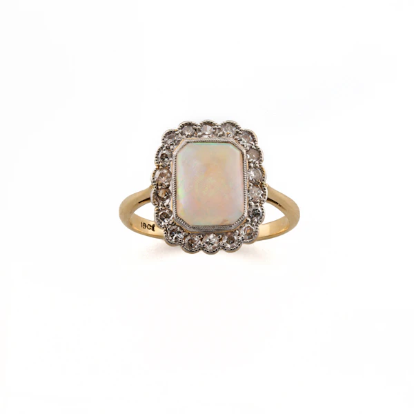 18ct Opal and Diamond Cluster Ring, Spectrum Antiques - image 1