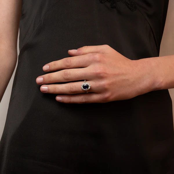18ct Platinum Topped Sapphire and Diamond Cluster Ring, Spectrum Antiques - image 2