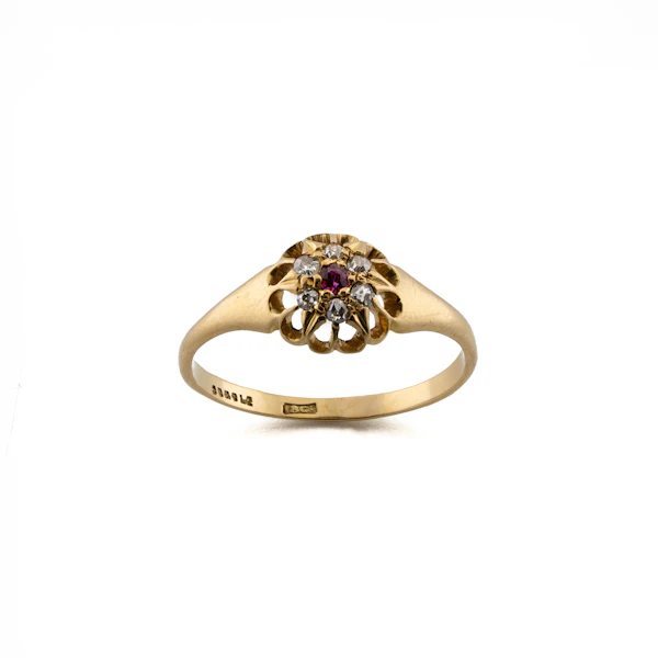18ct Ruby and Diamond Flower Ring, Spectrum Antiques - image 1