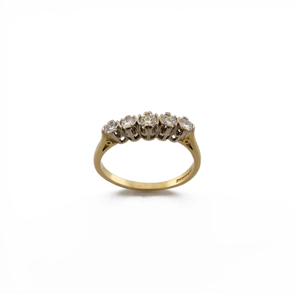 Vintage 18ct Gold Five Stone Diamond Ring, Birmingham c.1960, Spectrum Antiques - image 1