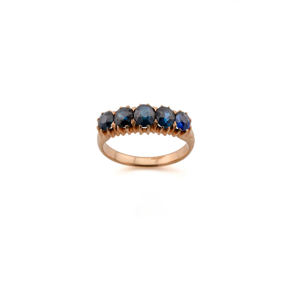 Victorian 9ct Yellow Gold Sapphire Five Stone Ring, Spectrum Antiques - image 1