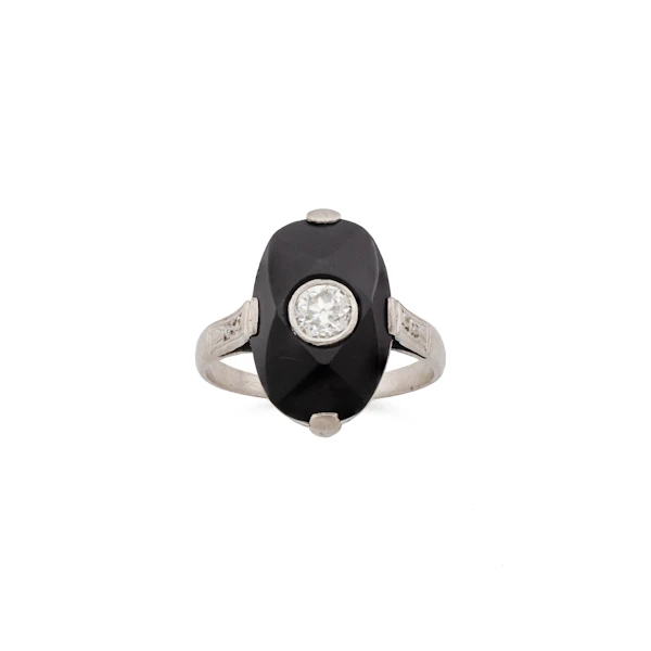 Platinum Deco Diamond and Onyx Ring, Spectrum Antiques - image 2