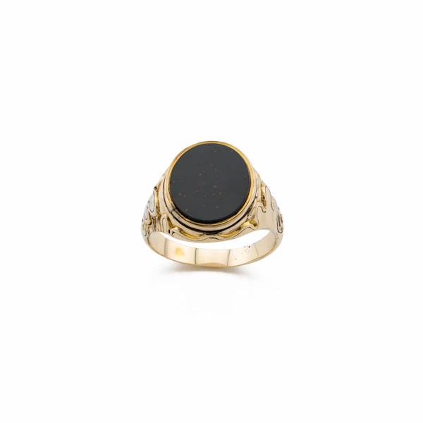 Antique 15ct Gold Bloodstone Poison Signet Ring, Spectrum Antiques - image 1