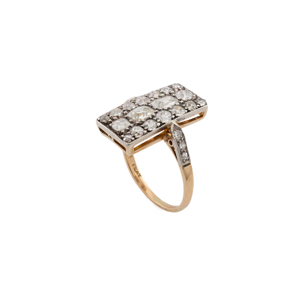 Early Art Deco Diamond Plaque Ring in 18ct Gold & Platinum, Spectrum Antiques - image 1