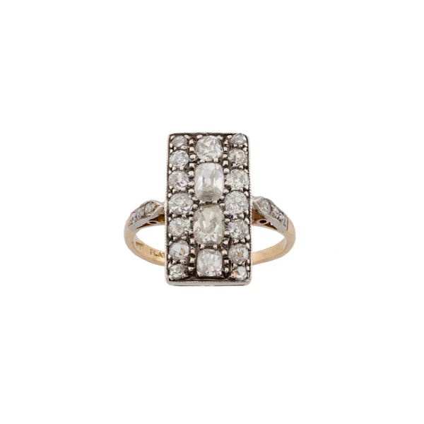 Early Art Deco Diamond Plaque Ring in 18ct Gold & Platinum, Spectrum Antiques - image 2