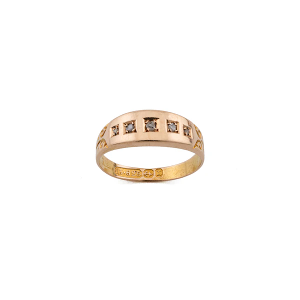 Victorian 15ct Rose Gold 5-Stone Diamond Band, Spectrum Antiques - image 1
