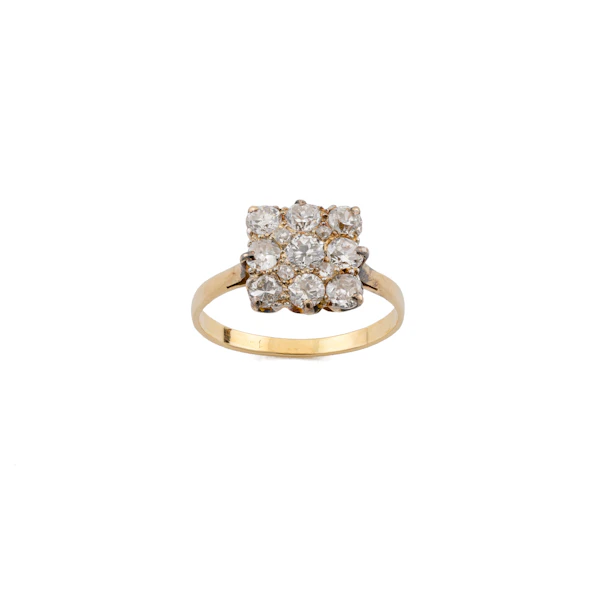Diamond Square Cluster Ring in 18ct Gold, Spectrum Antiques - image 1