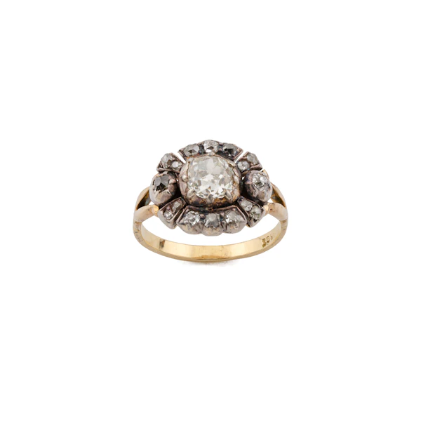 Georgian Diamond Cluster Conversion Ring in Silver & 18ct Gold, Spectrum Antiques - image 1