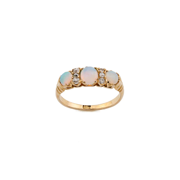 18ct Gold Triple Opal and Diamond Bridge Ring, Spectrum Antiques - image 2