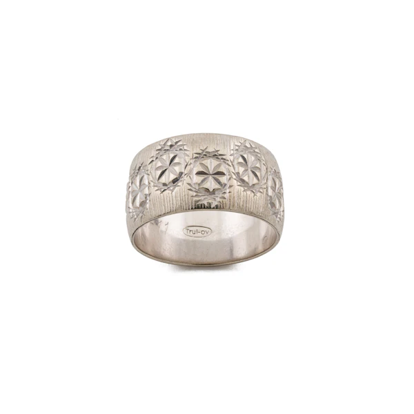 Vintage 9ct White Gold Bark Effect Wide Band Ring, Spectrum Antiques - image 1
