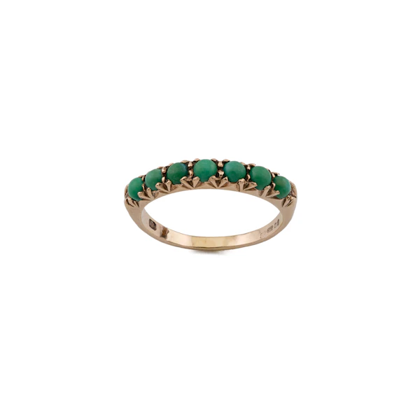 Vintage 9ct Gold 7-Stone Turquoise Half-Hoop Ring, Spectrum Antiques - image 1