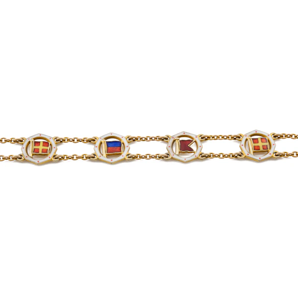 Vintage 9ct Gold Enamel Yacht Club Flag Bracelet by Benzie of Cowes, Spectrum Antiques - image 2