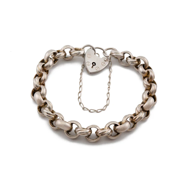 Vintage Silver Belcher Padlock Bracelet, Spectrum Antiques - image 1