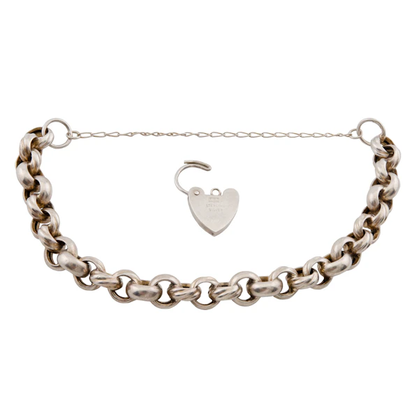 Vintage Silver Belcher Padlock Bracelet, Spectrum Antiques - image 2