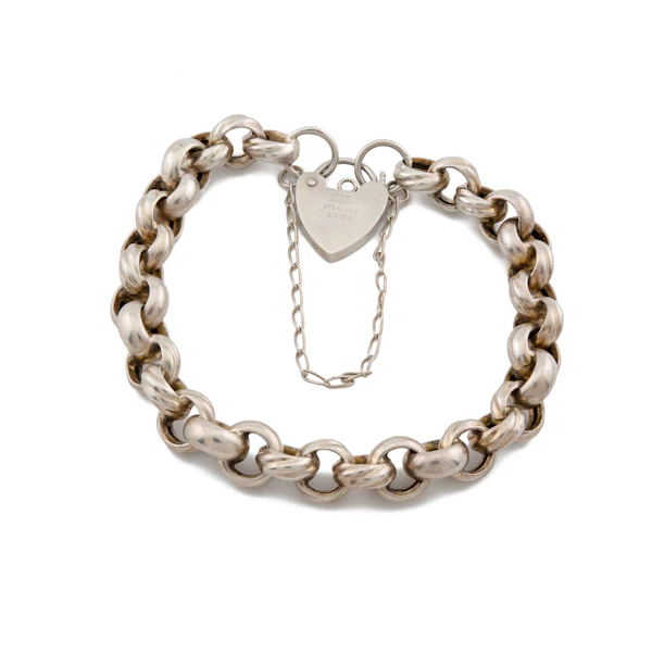 Vintage Silver Belcher Padlock Bracelet, Spectrum Antiques - image 3