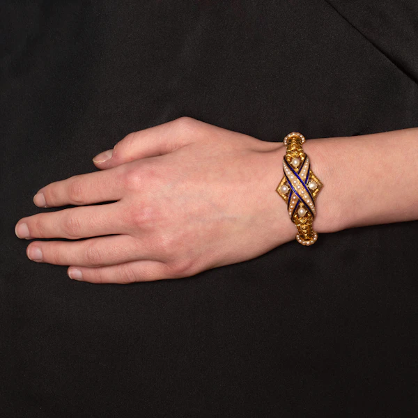 Victorian Gold Pearl and Enamel Bracelet, Spectrum Antiques - image 5