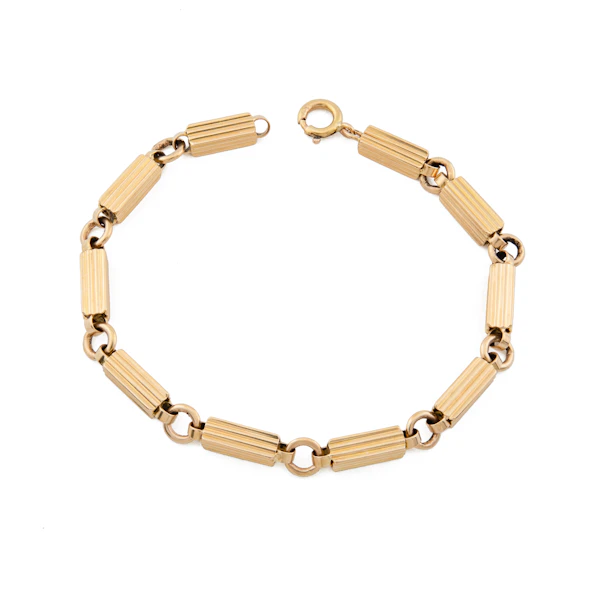 18ct Gold Fluted Bar Link Bracelet, Spectrum Antiques - image 2