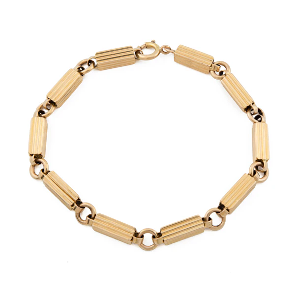 18ct Gold Fluted Bar Link Bracelet, Spectrum Antiques - image 1